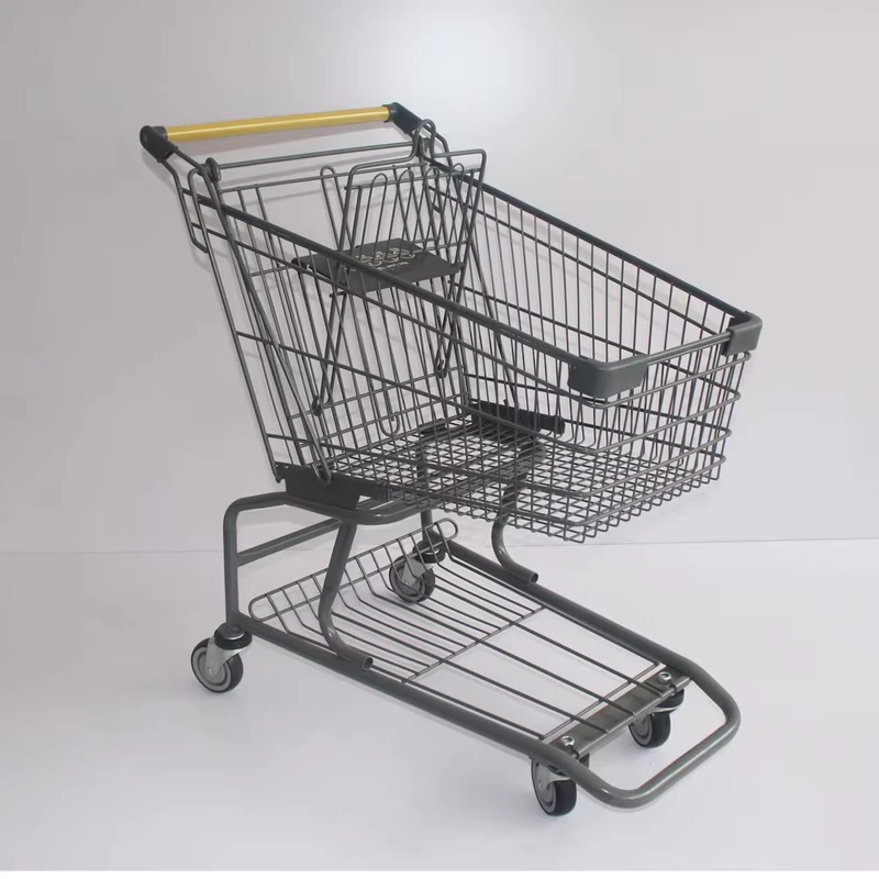 Customized 4 Wheel Steel Supermarket Used Store Trolley Hand Push Shopping Cart
