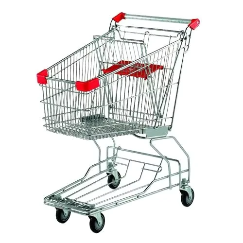 Customized 4 Wheel Supermarket Shopping Trolley Practical Cart with Color Options Available