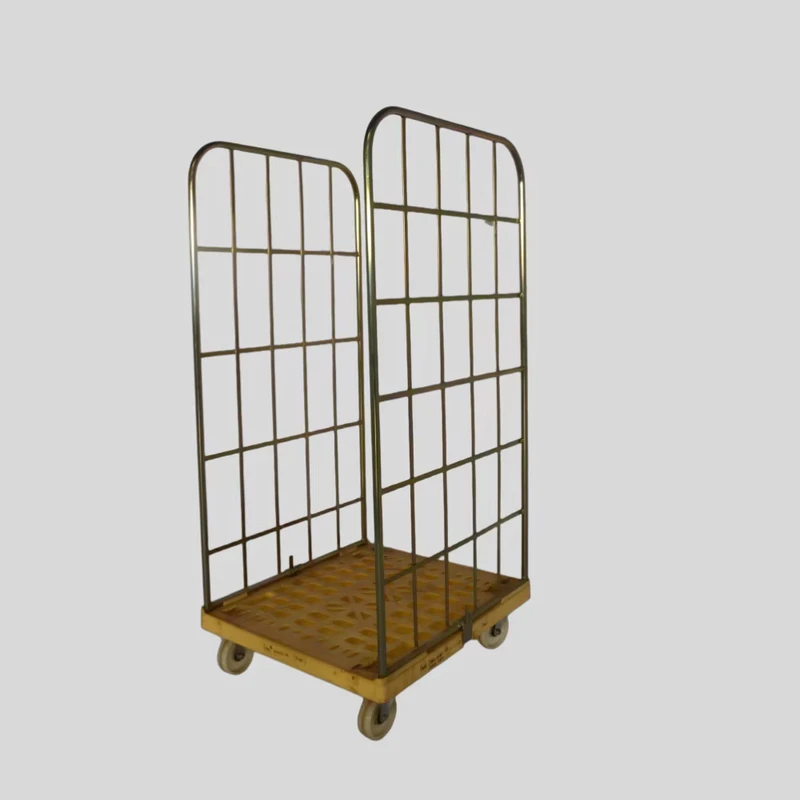 Customized 500KG Two Sided Collapsible Steel Zinc Galvanized Roll Container Warehouse Logistics Trolley Four Wheels Cargo