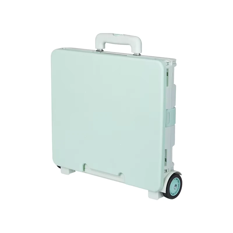 Customized Colors 2 Wheels Folding Shopping Hand Trolley Household Plastic Shopping Cart with Lid