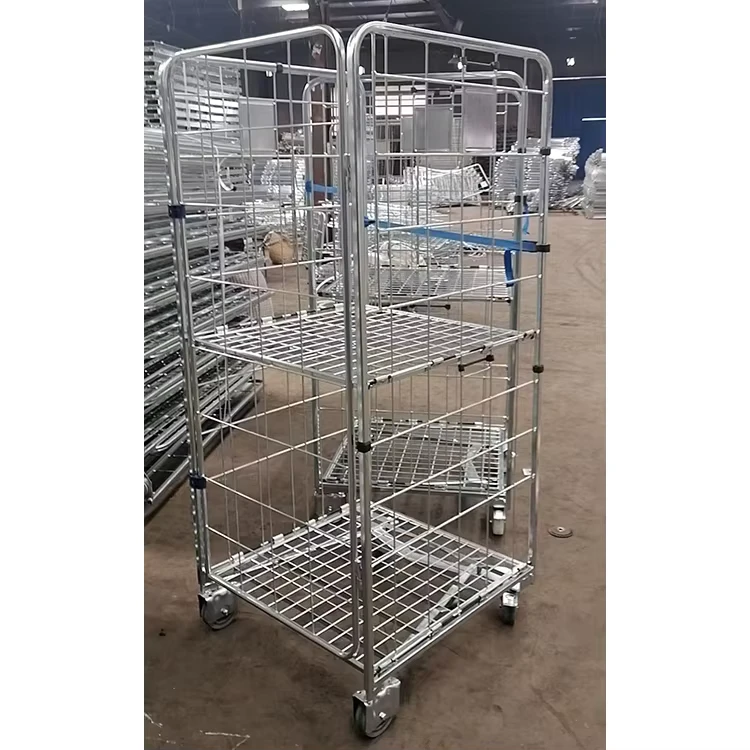 Customized European Market Style Security Durable Logistic Storage Welded Steel Rolling Laundry Trolley