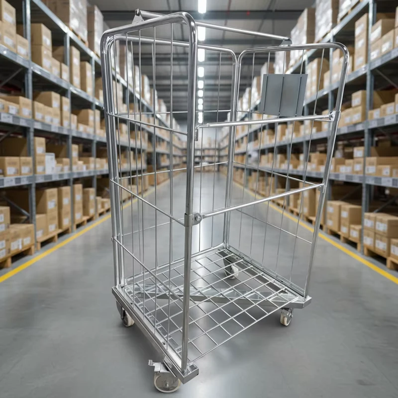 Customized Factory Z Style Warehouse Picking Bins Insulated Steel Roll Cage Durable Four Wheel Auto Store