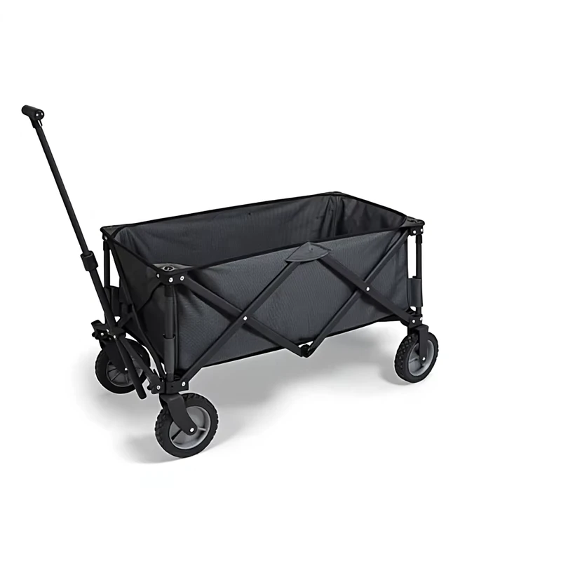 Customized Four Way Outdoor Folding Trolley Camping Picnic Hand Push Tool Cart CT0101 Black with Cloth Bag