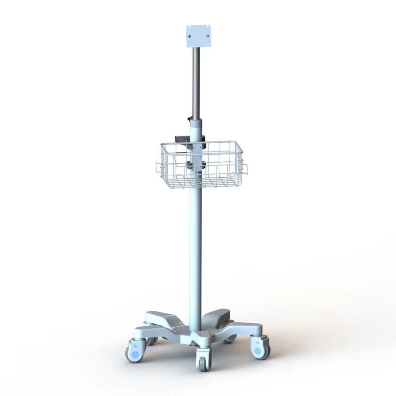 Customized Height Adjustable Patient Monitor Stand and Rolling Medical Tablet Cart