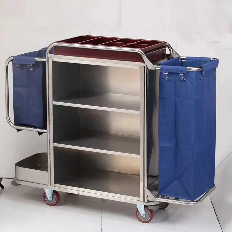 Customized Hotel Room Service Housekeeping Laundry Trolley Hotel Linen Wringer Trolley Janitors Cart