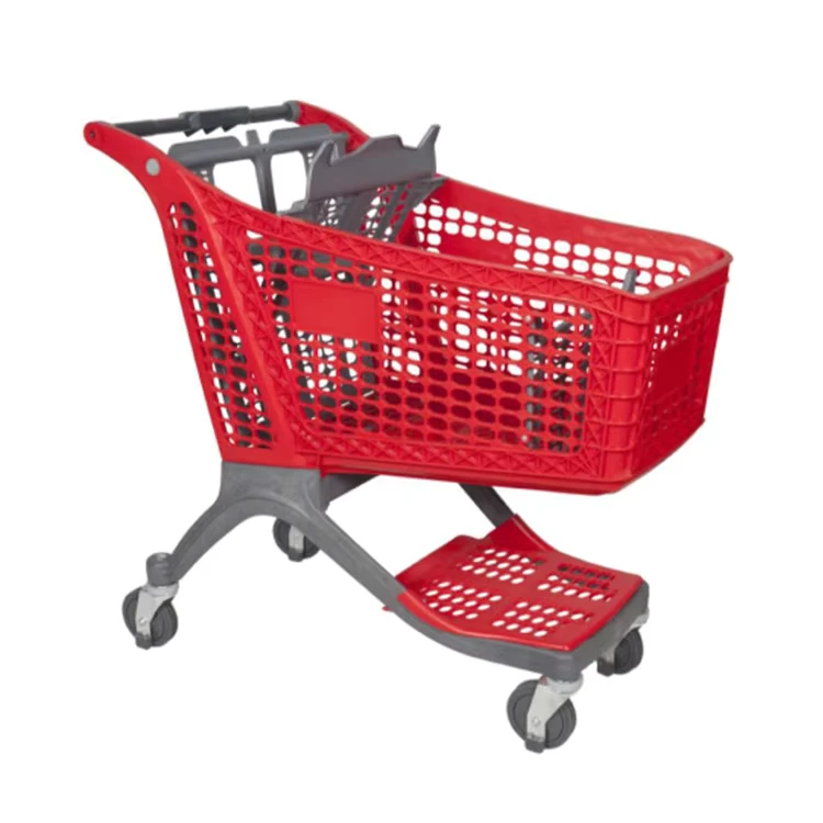 Customized LOGO Plastic Shopping Trolly 180L Large Supermarket Trolley Plastic Grocery Shopping Carts