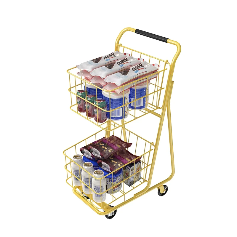 Customized Large Capacity Portable Shopping Cart Supermarket Metal Shopping Cart Grocery Store Trolley