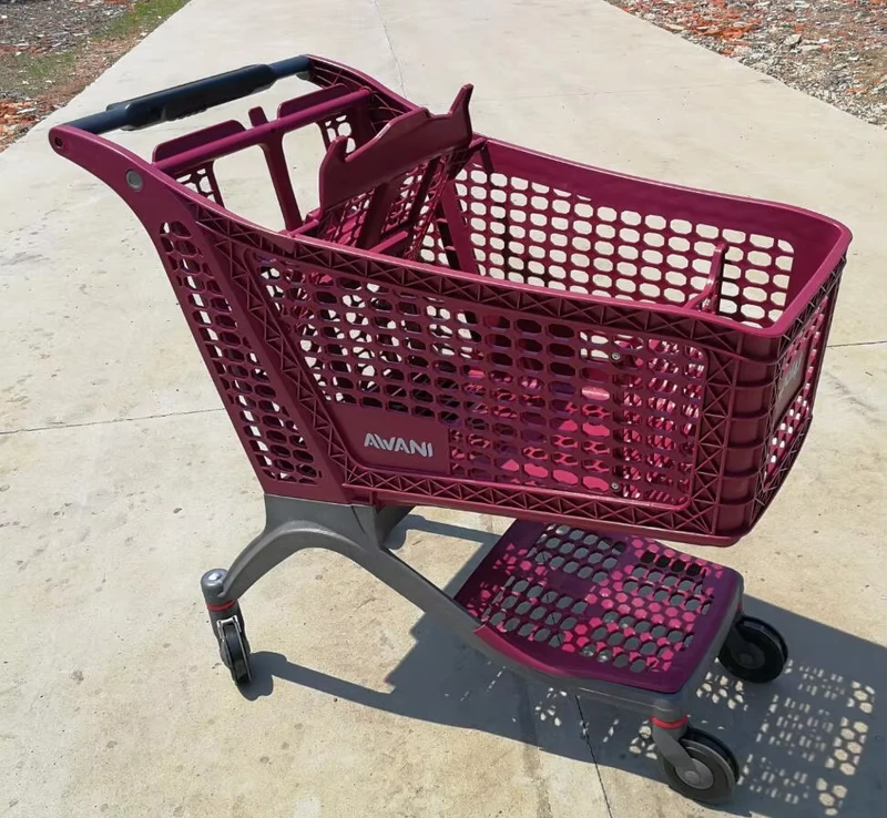 Customized Logos Unfoldable Plastic Shopping Cart Lightweight Hand Push Cart with Universal Wheels
