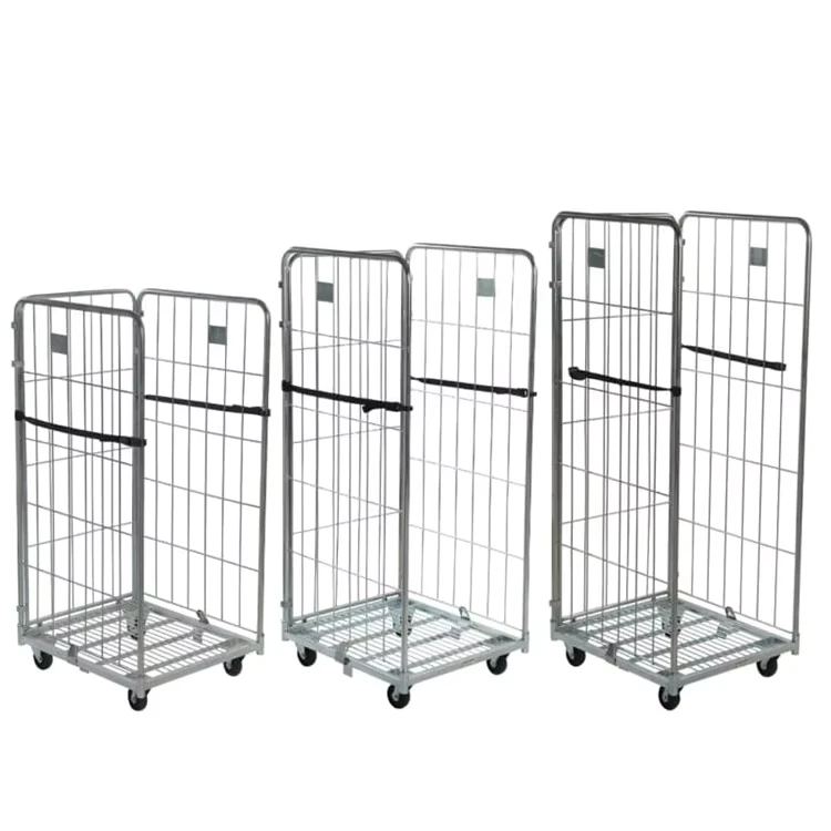 Customized Metal 3 Sided Heavy Duty Warehouse Nestable Steel Roll Cage Container 350kg Load Capacity Lockable