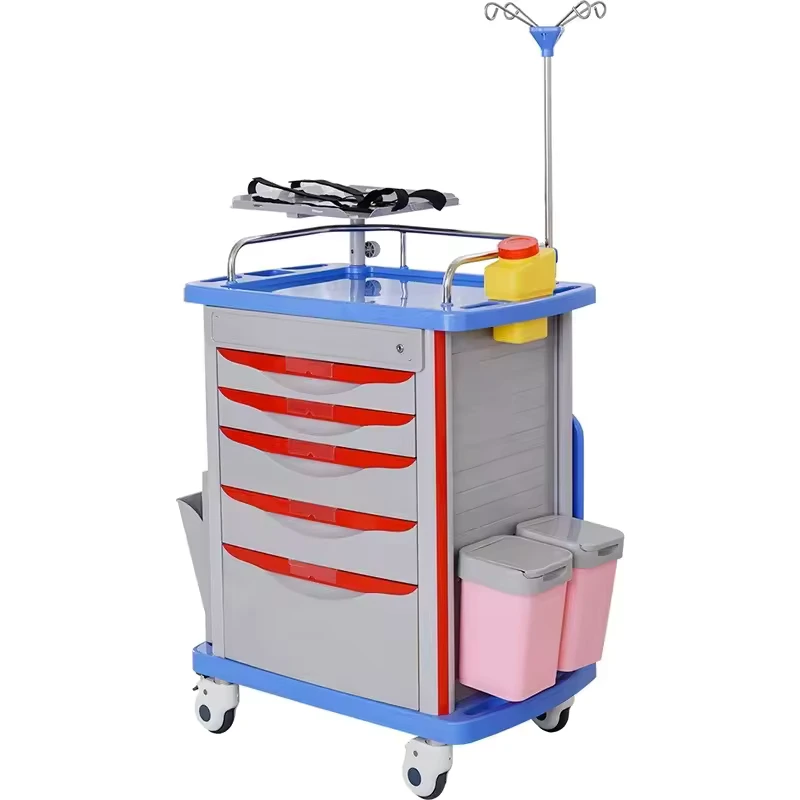 Customized Modern Plastic Multifunction Emergency Medical Trolley Drawers Hospital SEPT Stand ORP Aluminium Alloy Upright