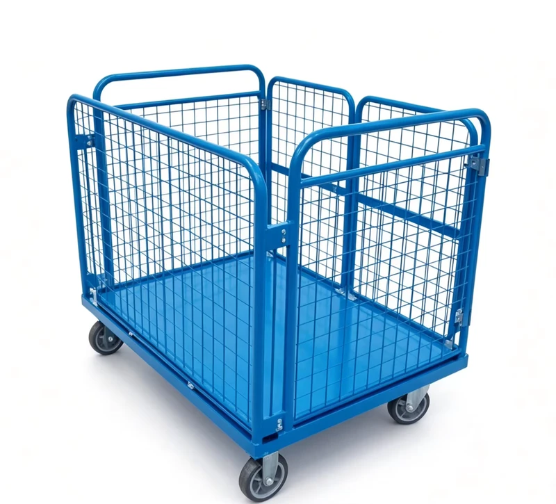 Customized Pink Steel Roll Container Grocery Stackable and Hand Foldable