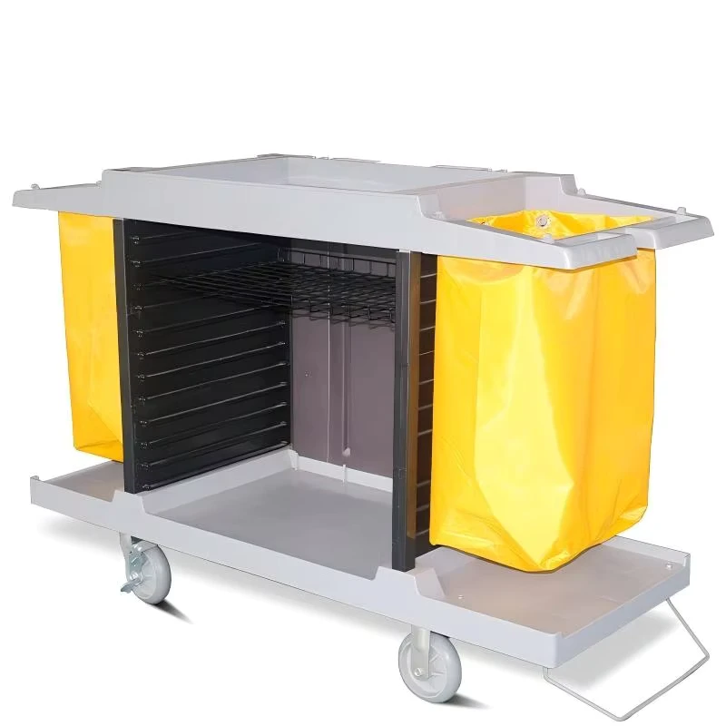 Customized Plastic Universal Standard Hotel House Warehouse Clean Trolley Housekeeping Laundry Service Cart 35kg