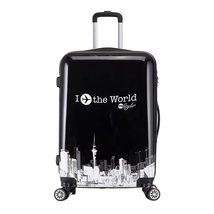 Customized Print I Fly the World Suitcase Airport Travel Design Luggage Trolley Luggagecabbin Luggage