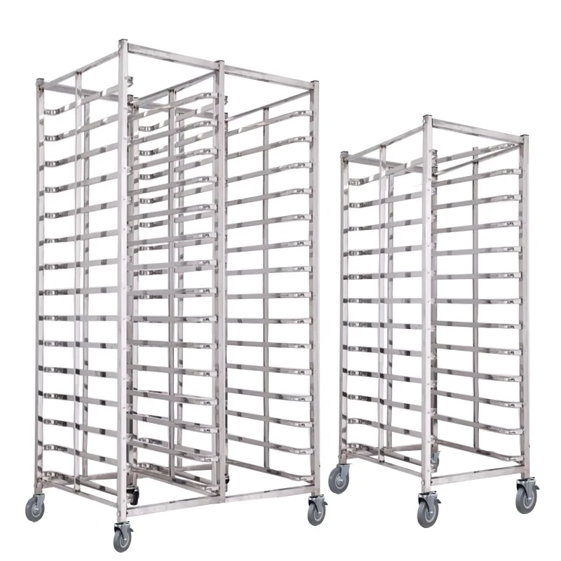 Customized Size Food Cart Trolley Stainless Steel Tray Rack Trolley for Sausages and Meats Transport Service