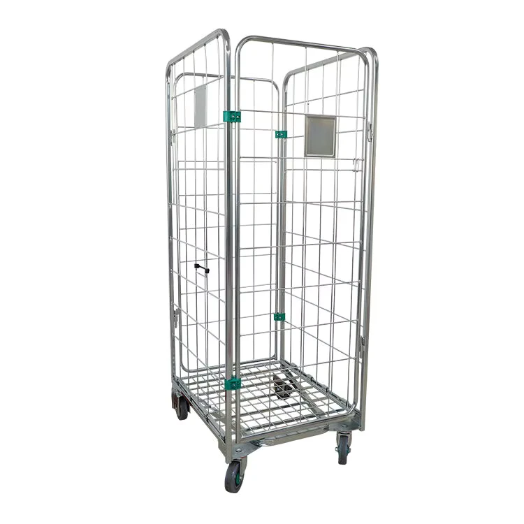 Customized Size High Quality Heavy Duty Foldable Steel Logistics Rolling Cage Roller Container Mesh Trolley 500kg OEM