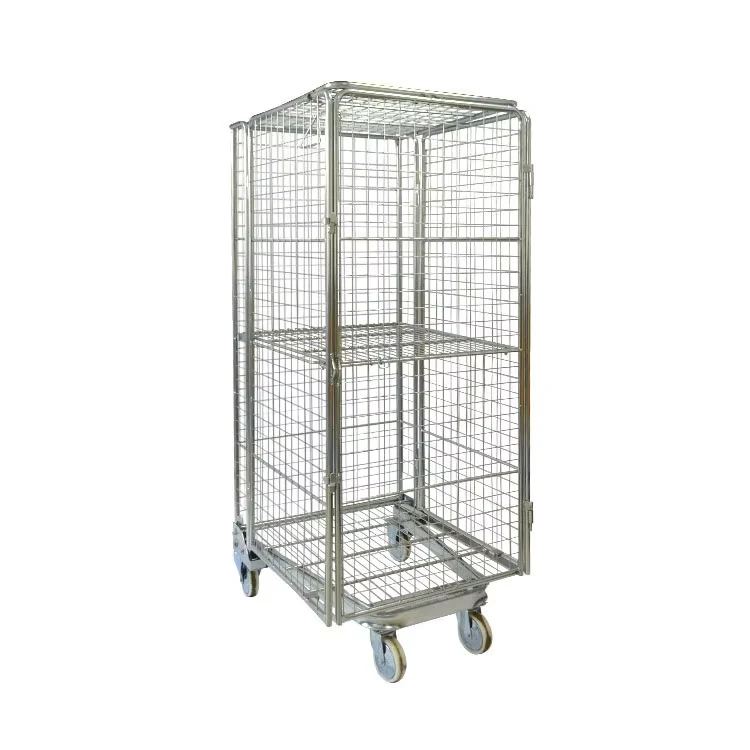 Customized Sizes Foldable Steel Logistics Roll Cage Trolley Roll Container Metal Mesh Trolley