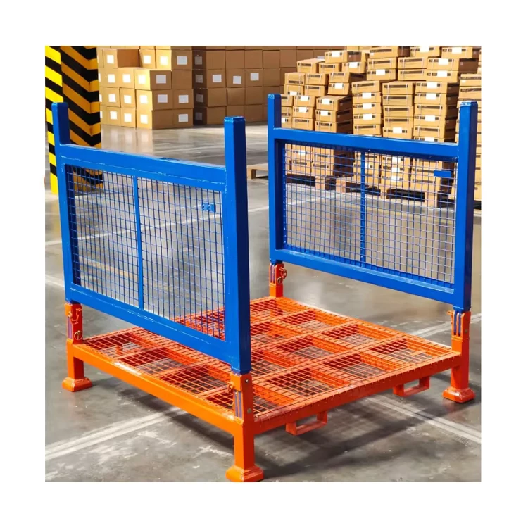 Customized Storage Steel Roll Container Foldable Metal Wire Cage Collapsible Bulk Shelving Stackable Box