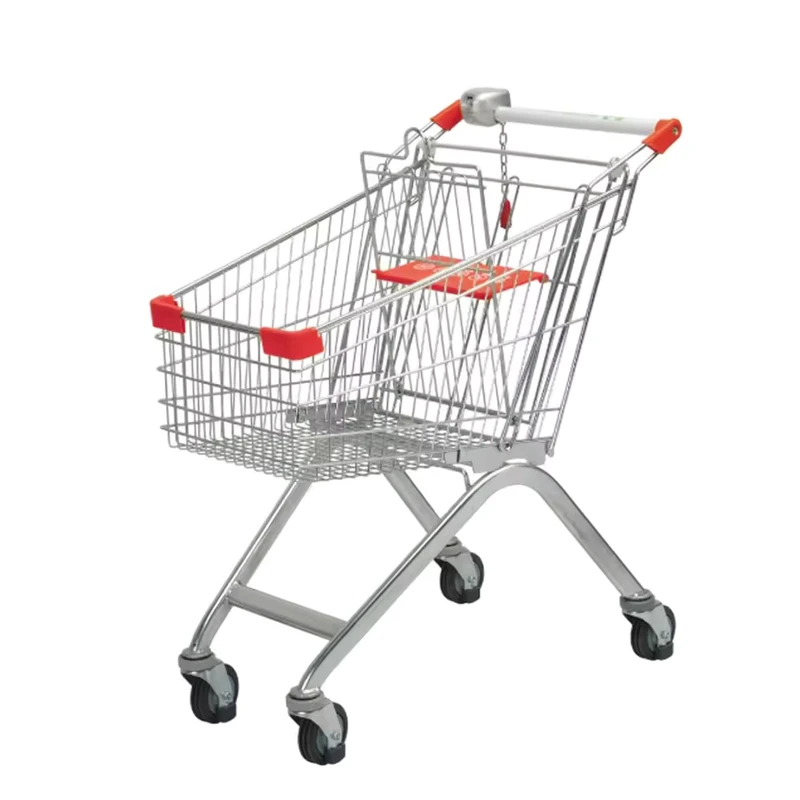 Customized Supermarket Collapsible 4 Wheel Shopping Push Trolley for Super Market Grocery Shopping Cart