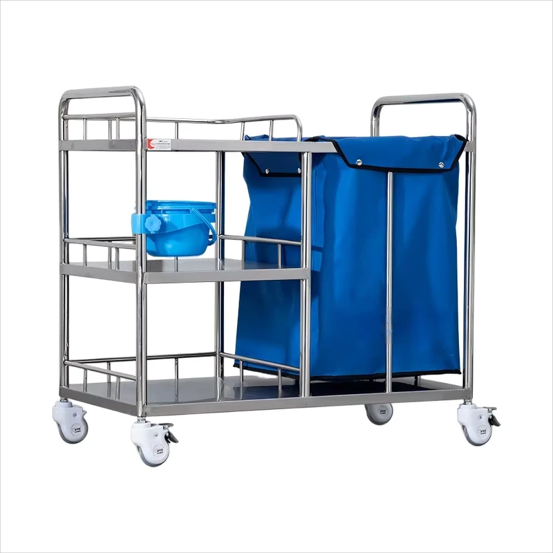Customized Thickened Care Transport Stainless Steel Waste Cart for Hospital Hotel Use Hospital Furniture 200kg Load Capacity