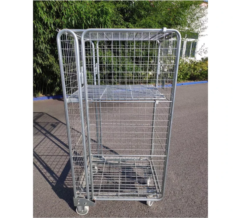 Customized Two Sided Steel Logistics Cage Cart 500kg Capacity Weather Resistant Mobile Nestable Supermarket Warehouse