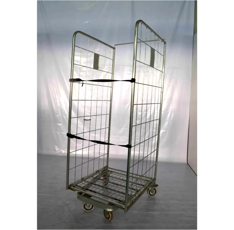Customized Two Sided Steel Logistics Cage Cart 500kg Capacity Zinc Galvanized Surface Lockable Cargo Storage Equipment