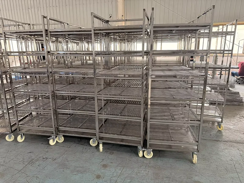 Customized Warehouse Industrial Detachable Multiple Layers Stainless Steel Utility Trolley Cart with Wheel