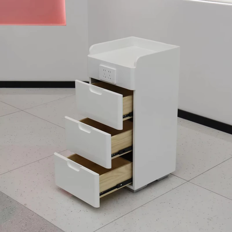 Customized White Hair Beauty Salon Drawer Trolley Cabinet Hairdressing Storage Cart for Barbershop