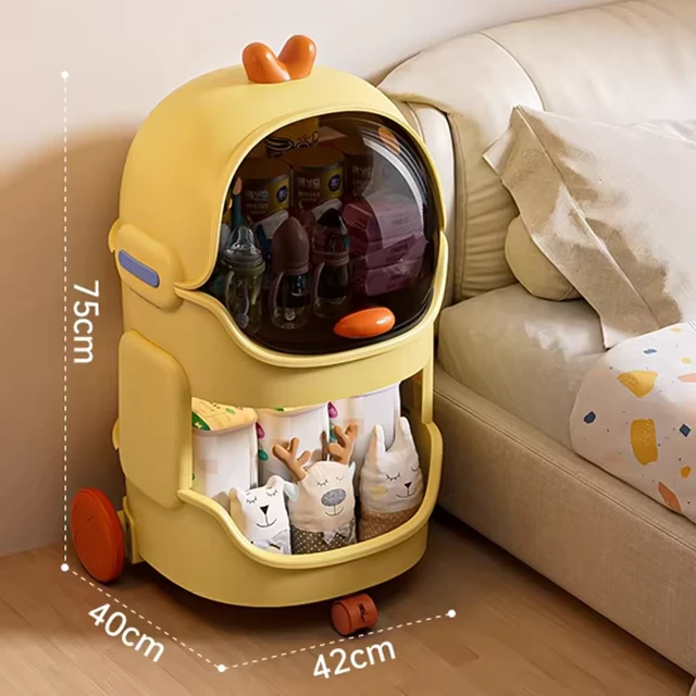 Cute Durable Plastic Narrow Gap Bedside Storage Organizer Movable Trolley Multi Layer Clothing Toys Snacks Food Bags