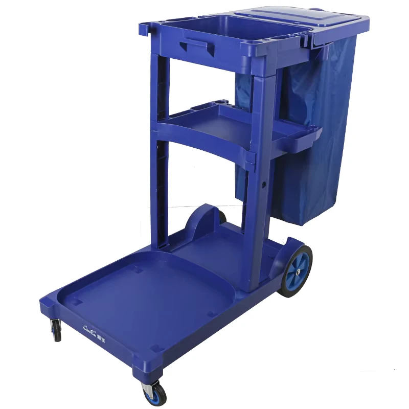 D 11 1 BLUE Industrial Janitorial Cleaning Cart with PP Material 4 Wheels 150 lb Capacity for Hotel Restaurant Use