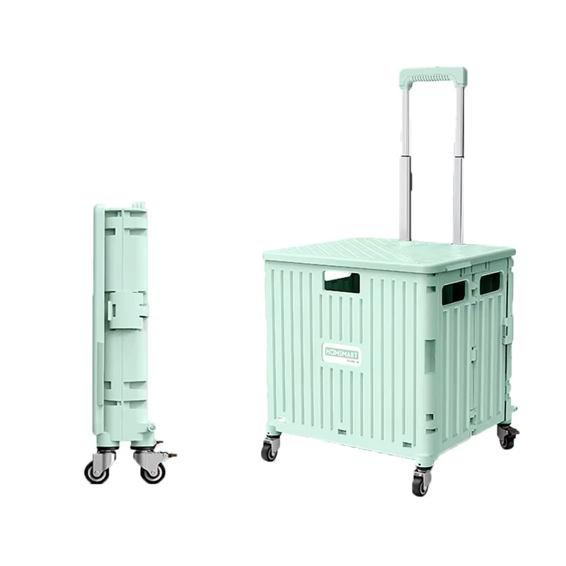 D5505 Factory Climb Supermarket Pushcart Portable Folding Shopping Cart Iron Pull Cart Foldable Small Luggage Trolley