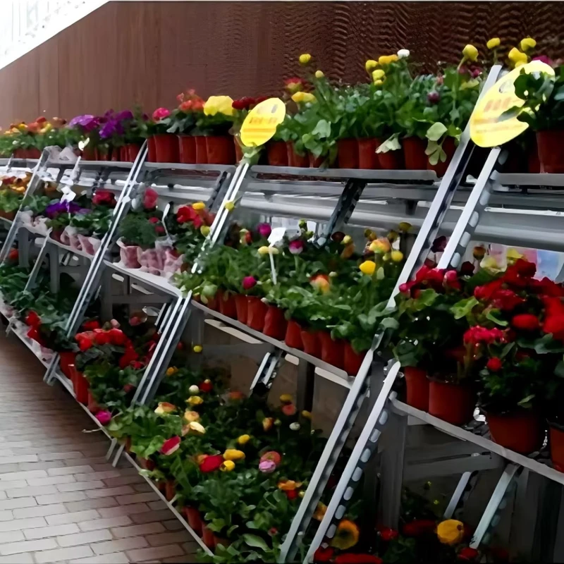 Danish Foldable Trolley Cart Flower Nursery Display Plant Racks Shelves Roll Container OEM for Outdoor Tools Storage