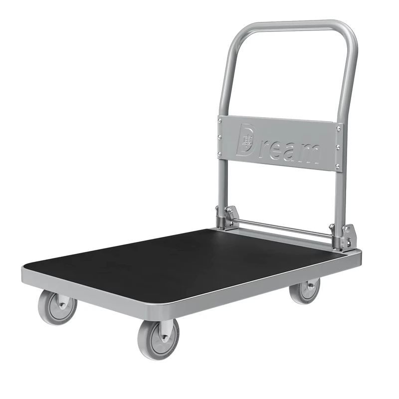 Deluxe Stainless Steel Trolley hand Cart hand Truck for Material Transportation in Both Households and Industries Caster Wheels