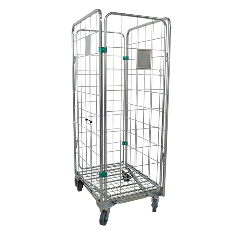 Demountable Mobile Galvanized Steel Cargo Rolling Pallet Cage Trolley 500kg OEM Nestable Foldable for Warehouse