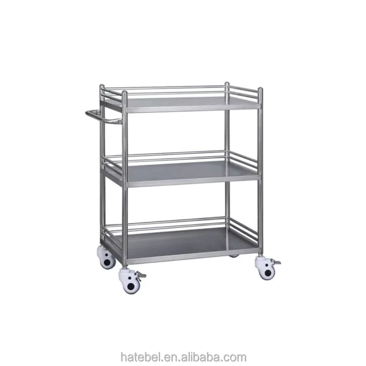 Dental Clinic Stainless Steel Dental Trolley 3 Layers Medical Instrument Cart