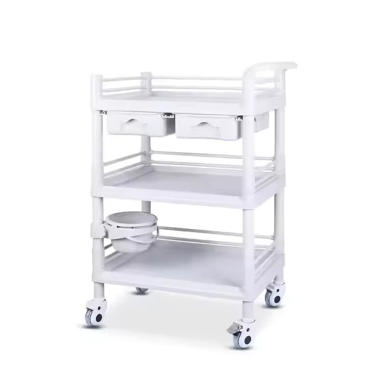 Dental Hospital Plastic Utility Trolley Dental Medical Injection Trolley Medical Dressing Trolley