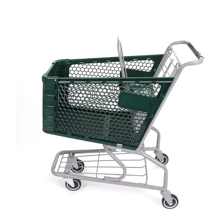 Design Style Steel Shopping Cart Grocery Push Supermarket Shopping Plastic Cart Trolley