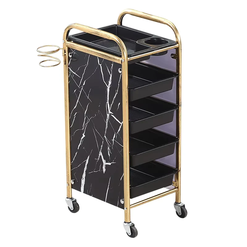 Detachable Hairdressing Salon Trolley Spa Hairdresser’s Assistant Gold Trolley With Universal Wheels Tangle free Hair