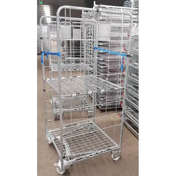 Detachable Warehouse Logistics Durable Nestable Transport Cargo Pallet Foldable Roll Cage Trolley
