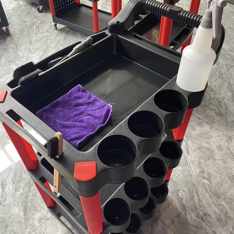 Detailing Trolley Kit Plastic Tool Cart for Car Wash Workshop Equipment Car Cleaning Tool Cabinet