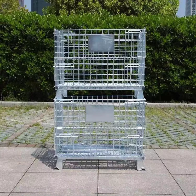 Different Size Heavy Duty High capacity Galvanized Collapsible Wire Container Storage Wire Cage For Turnover Of Goods