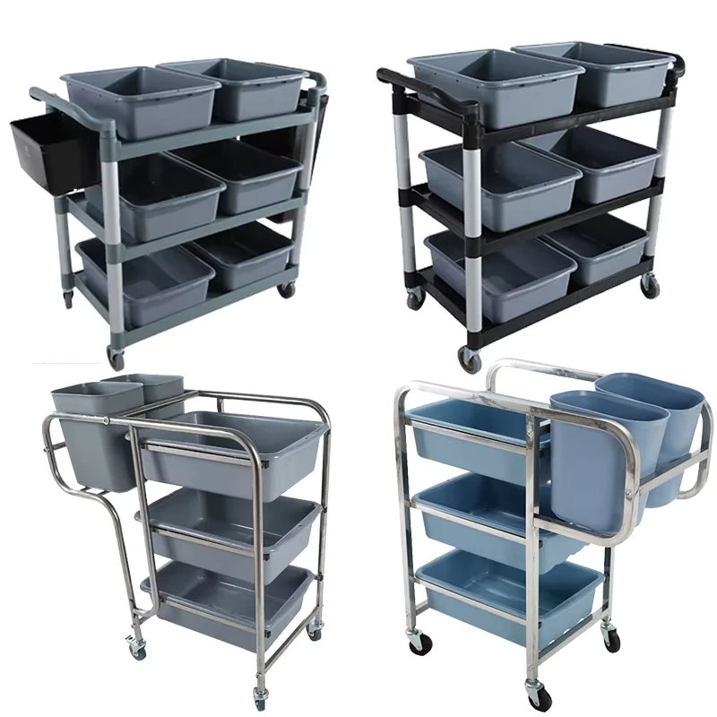 Dining Car Service Trolley Multifunctional Trolley Three Layers Assembly PP Plastic Dining Car Service Trolley