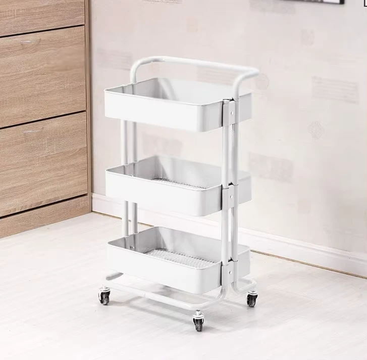 Dining Furniture 3 Layer Salon Trolley 360 Degree Wheels Shelf Three Tier Art Cart Storage Rack