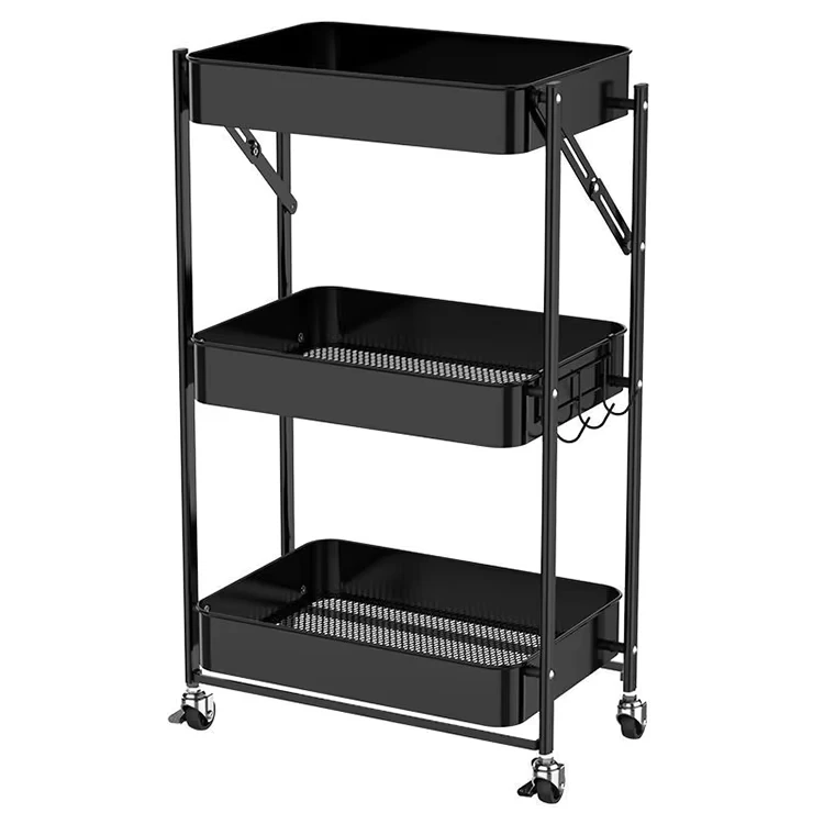 Dining Furniture Hairdressing Salon Tools Trolley Hand Cart with Wheel Movable 3-Layer Furniture Rack Metal Beauty Salon Cart
