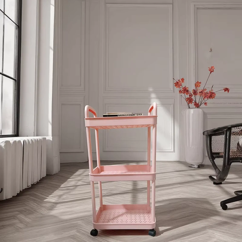 Dining Furniture Organizer Craft Cart PP Material 3 3 layer Storage Rack Rolling Storage Car Salon Tool Cart