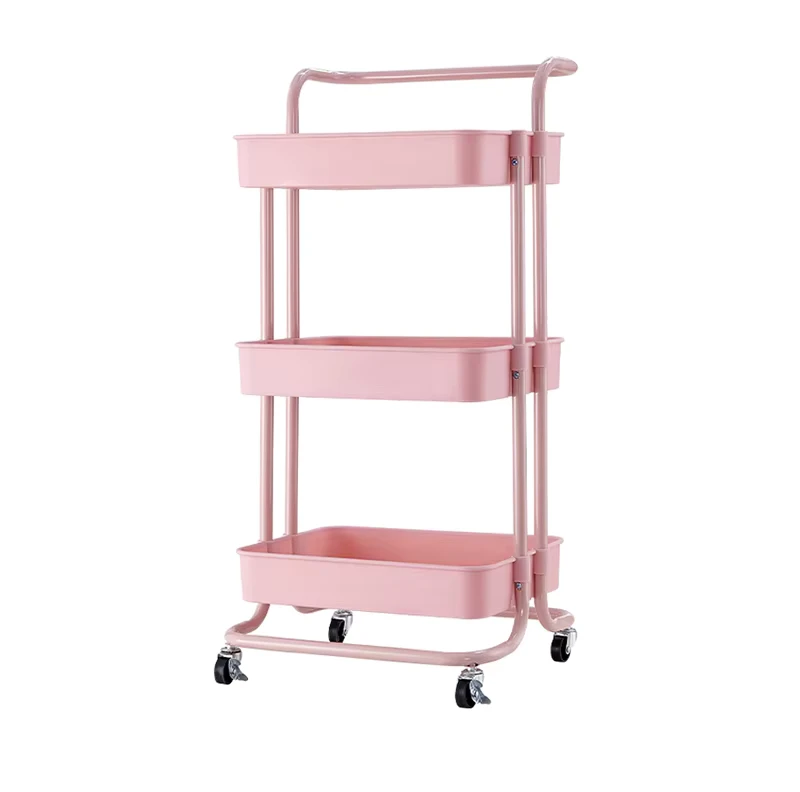 Dining Furniture Plastic Salon Trolley Carts Auxiliary with Wheels Slide Hair Salon Trolley Open Shelf Tool Carts