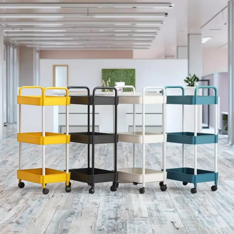 Dining Furniture Rolling Storage Carts Utility Cart with Handle PP Material Waterproof Swivel Trolley Salon Furniture Tool Cart