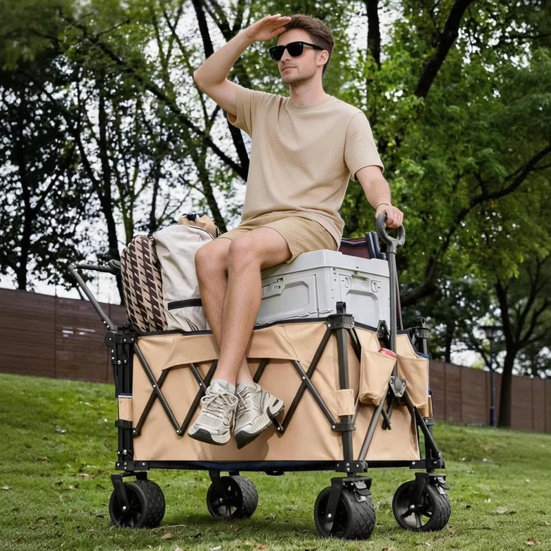 Direct Factory 150kg Capacity Gathering Style Camping Wagon All Terrain Collapsible Utility Cart 40HQ FCL Fulfillment MOQ 500