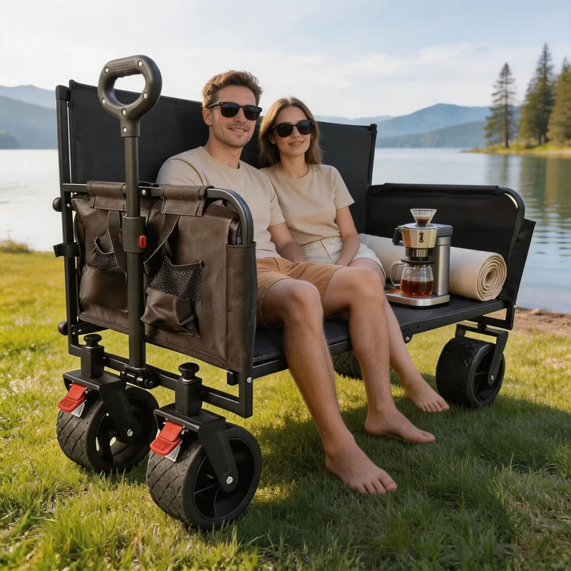Direct Factory Heavy Duty Foldable Camping Wagon 200kg Load Capacity All Terrain Universal Wheels 40HQ FCL Bulk
