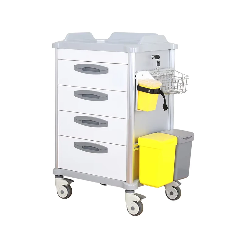 Direct Factory Hospital ABS Aluminum Alloy Emergency Crash Drawer Trolley Silent Universal Nursing Cart with Brake Rescue Car