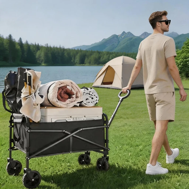 Direct Factory Lightweight Picnic Camping Wagon 100kg Capacity Collapsible Utility Cart 40HQ FCL Fulfillment MOQ 500
